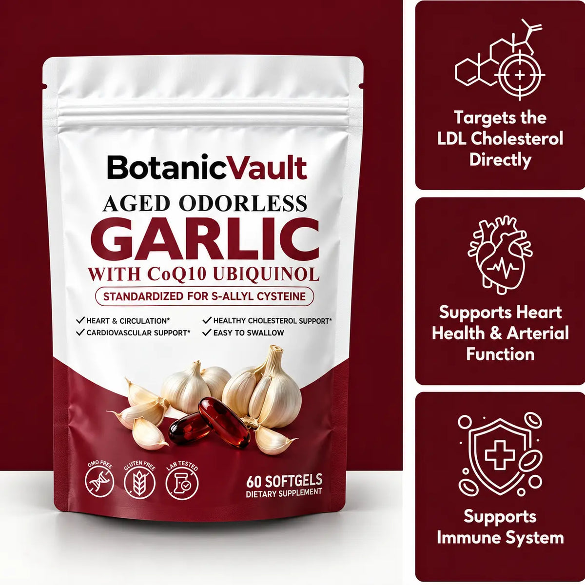 100% Odorless Aged Garlic Extract + CoQ10